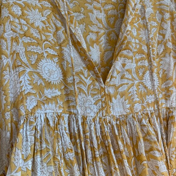 Daughters Of India Kyra Mini Dress Floral 100% Cotton Dress Boho Style - Picture 4 of 8